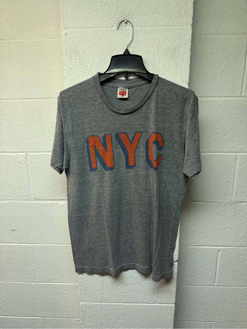 HOMAGE Gray NYC Short-Sleeve Tee with Orange Accents